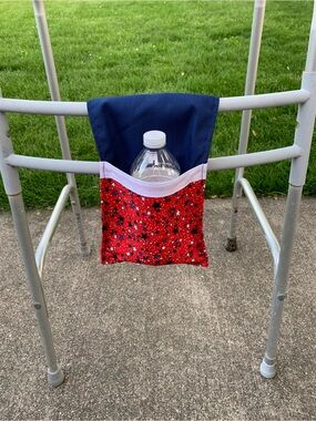 Caddy/Pocket for walker/wheelchair or outdoor chair. Handmade, washable.